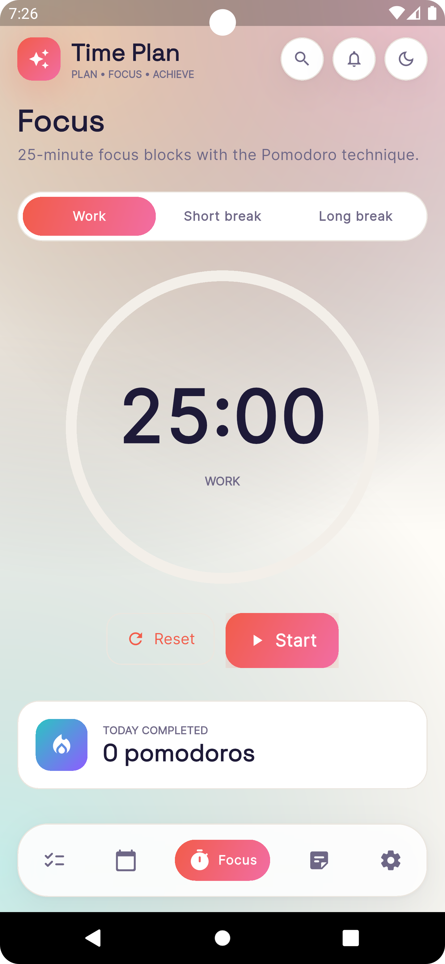 Time Plan Focus Timer